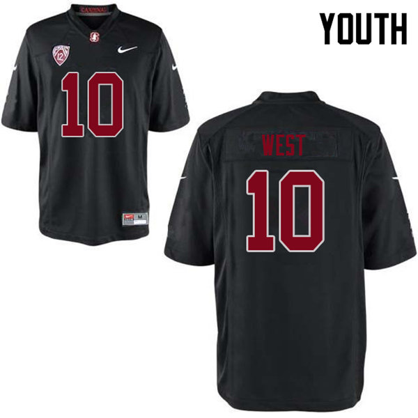 Youth #10 Jack West Stanford Cardinal College Football Jerseys Sale-Black - Click Image to Close